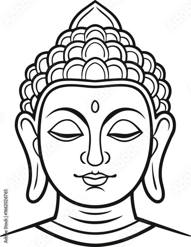 Serene Buddha face with closed eyes meditation enlightenment