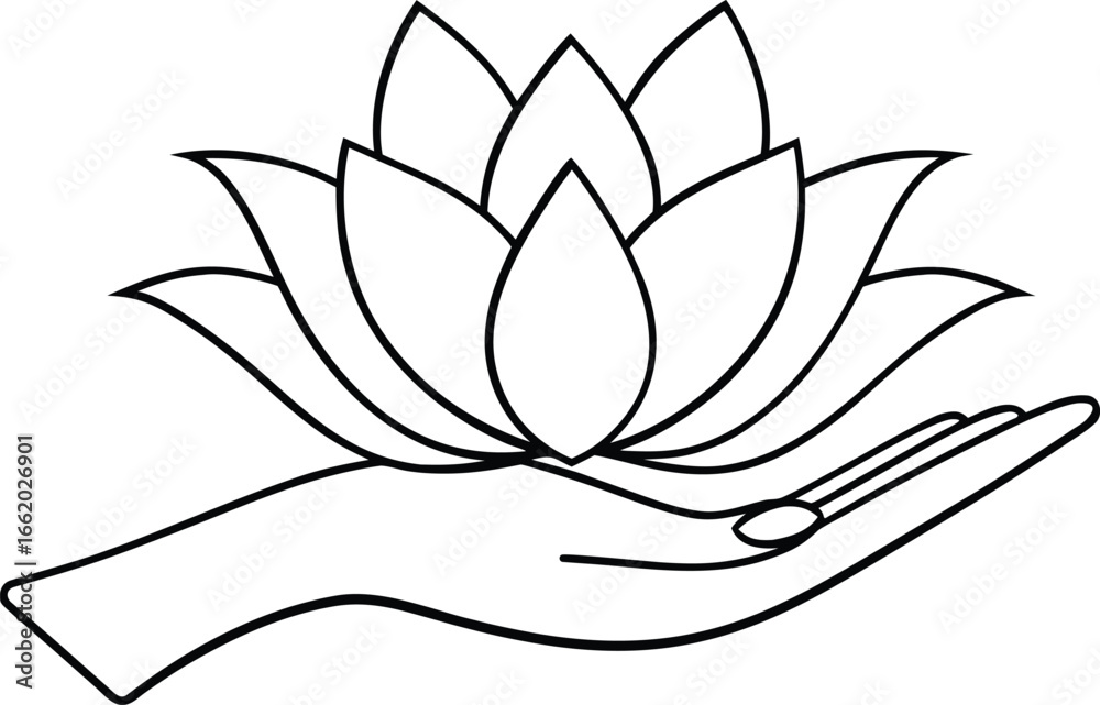 Obraz premium Hand Holding Lotus Flower petals