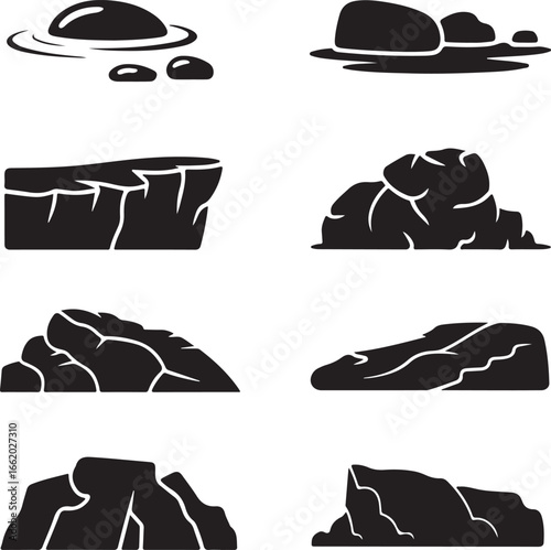 Various rock formations and pebbles rocks stones