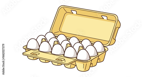 Delicate egg carton with white eggs creating a visually appealing arrangement