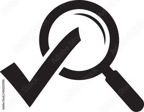 Media news related icon vector art of magnifying glass with check mark on isolated background