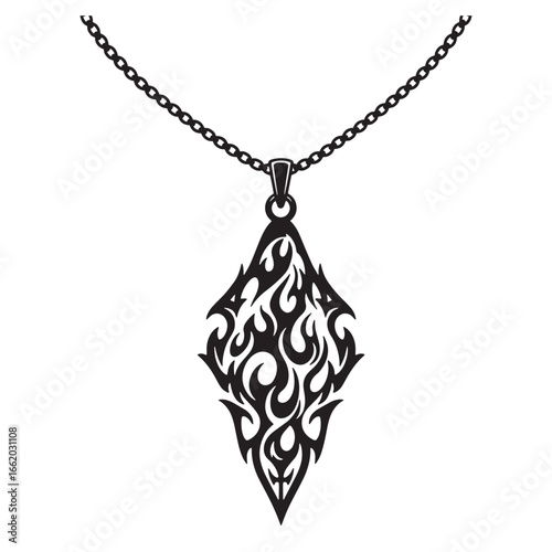 Black tribal pendant necklace design isolated on white background jewelry fashion accessory