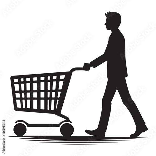 Simple shopping cart silhouette for retail and e commerce