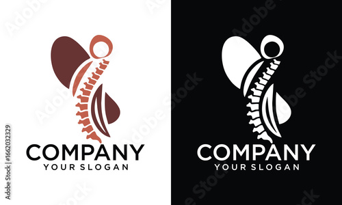 Creative Chiropractic Logo Design Vector illustration  . Pain Logo  . Spine care logo . bone ,orthopedic , Chiropractic Wellness Center .
