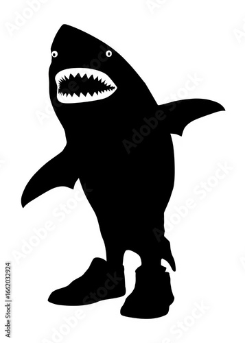 A colorful cartoon vector illustration of a friendly shark swimming in the ocean