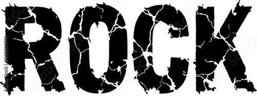 Distressed Rock Typography in Bold Black and White with Textured Surface Design
