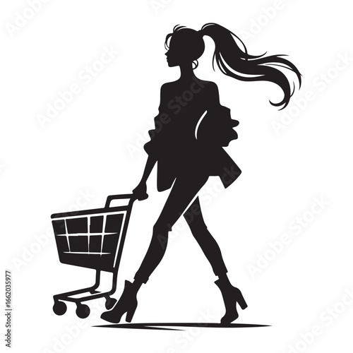 Shopping cart silhouette for retail and e commerce design