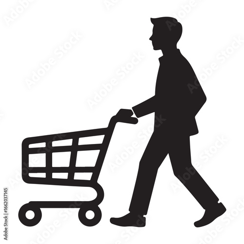 Clean shopping cart silhouette for e commerce and retail