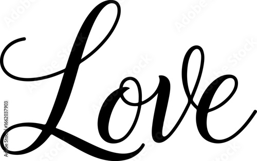 Elegant Love Script Word Art for Valentines Day and Romantic Occasions Design Element
