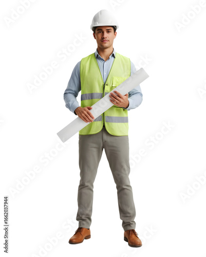 Architect holding a building design paper 