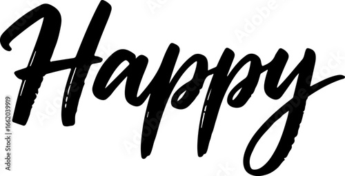 Handwritten Happy Word Design for Greeting Cards and Positive Affirmations Backgrounds Celebrations