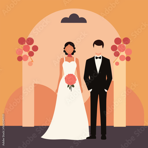 bride and groom on wedding day