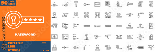 Collection of Password line icons