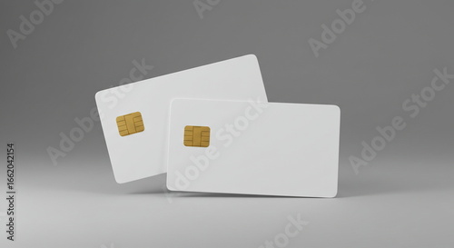 Blank White Credit Cards with Chip, Mockup Template