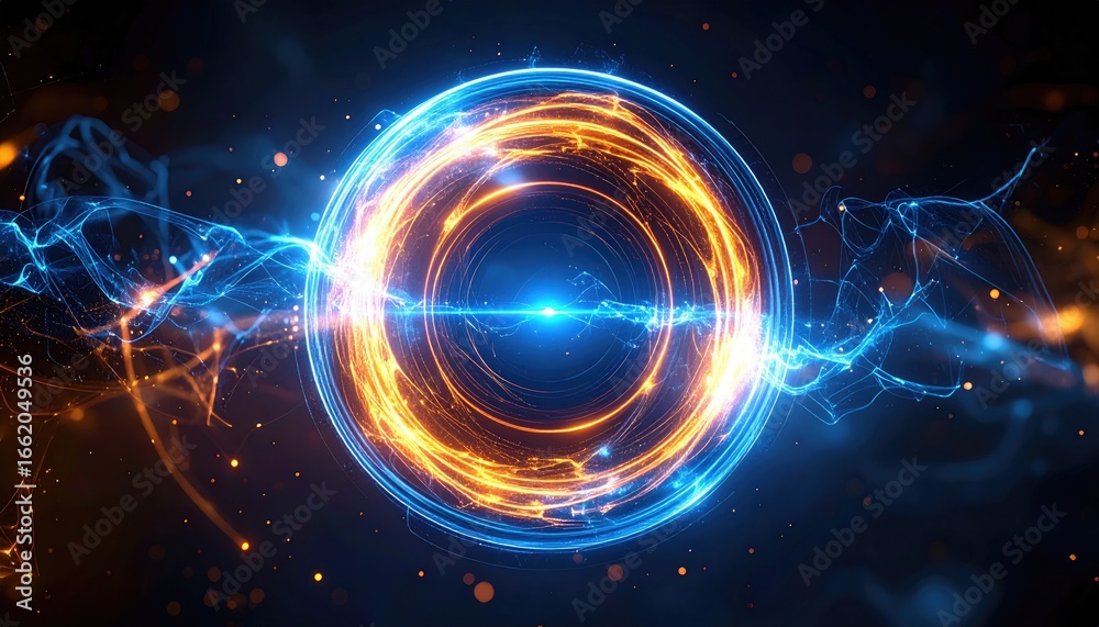 Obraz premium Dynamic Energy Circle with Glowing Orange and Blue Effects