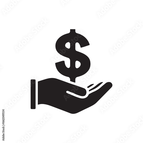 Hand holding dollar sign icon – money, payment, finance, salary, donation, business concept vector