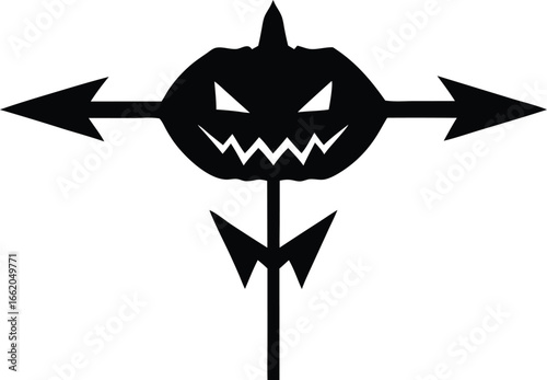 arrow shaped jack o lantern silhouette vector Halloween