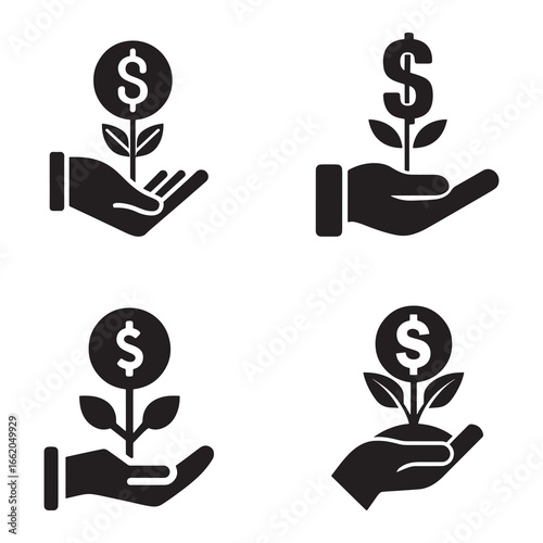 Hand holding dollar sign icon – money, payment, finance, salary, donation, business concept vector