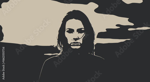 Mysterious Woman Silhouette Dark Art Illustration