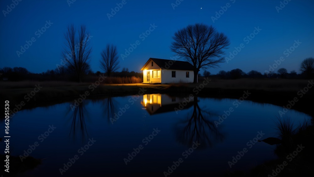 Fototapeta premium The beauty of reflection under the starry sky
