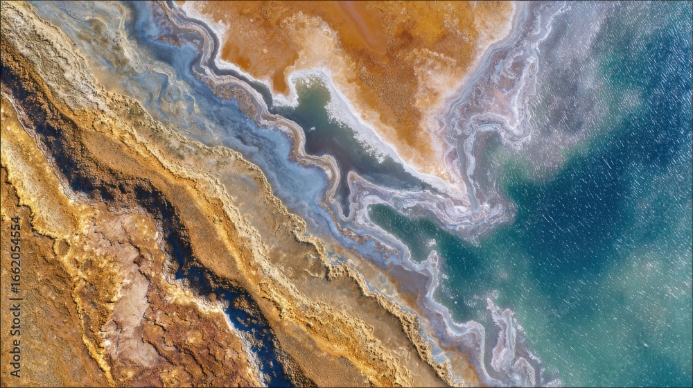 Naklejka premium aerial view salt lake coast textures