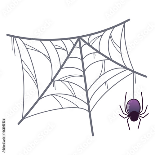 Hand Drawn Halloween Spider Web Illustration – Spooky Cobweb Clipart for Decoration