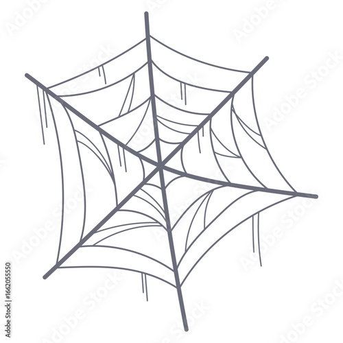 Hand Drawn Halloween Spider Web Illustration – Spooky Cobweb Clipart for Decoration