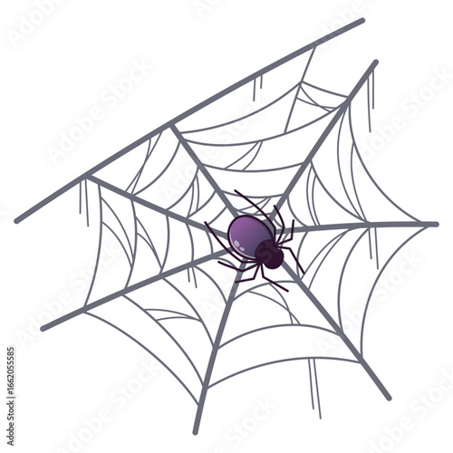 Hand Drawn Halloween Spider Web Illustration – Spooky Cobweb Clipart for Decoration