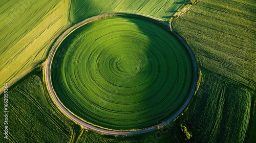 aerial view circular field road