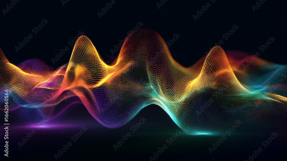 Fototapeta premium Abstract Sensory Design Poster Featuring Vibrant Waves of Color in Dynamic Flow and Fluid Motion