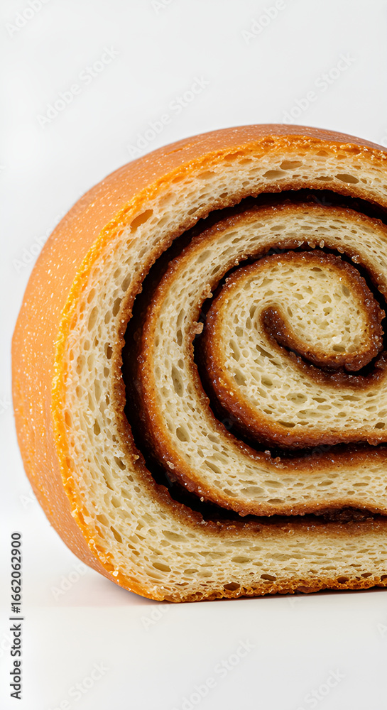 Fototapeta premium A close-up of a delicious cinnamon roll, showcasing its soft, layered texture