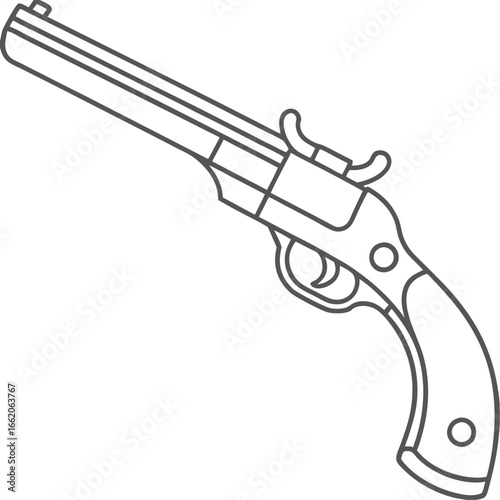 Old Vintage Revolver Pistol Illustration