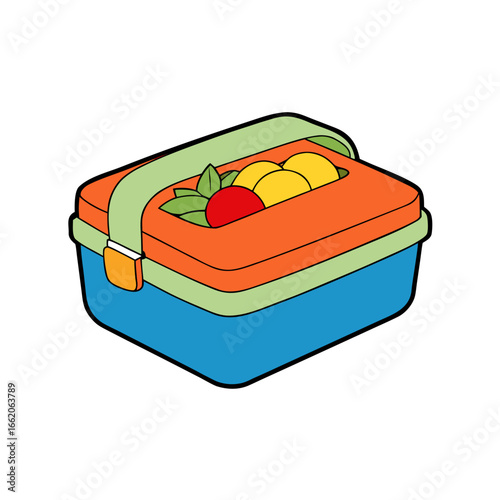 Colorful Lunchbox with Fruits Illustration