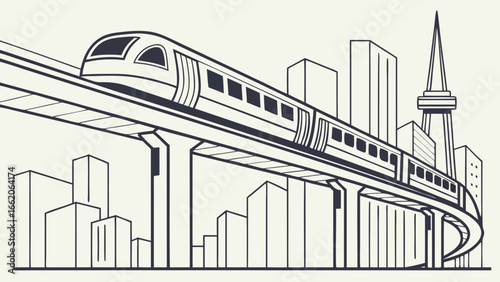 City Metro Train Illustration