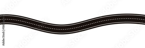 Winding road vector illustration. Wavy road top view, winding curves asphalt road isolated - vector.