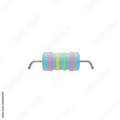 Blue resistor with colorful bands isolated on transparent background