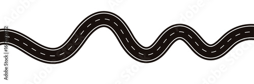 Wavy asphalt road with winding curves. Race track and highway isolated on a white background