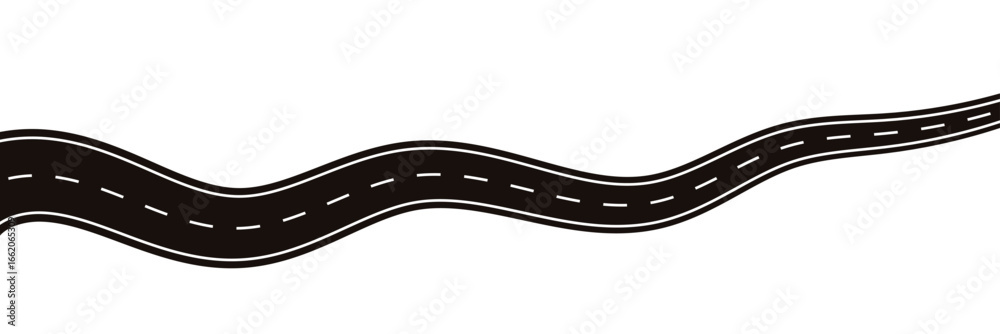 Obraz premium Wavy winding curves roads and horizontal path. Horizontal asphalt road template. Flat vector illustration isolated on white background.