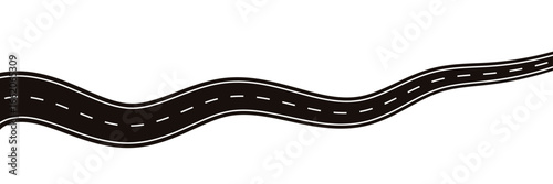Wavy winding curves roads and horizontal path. Horizontal asphalt road template. Flat vector illustration isolated on white background.