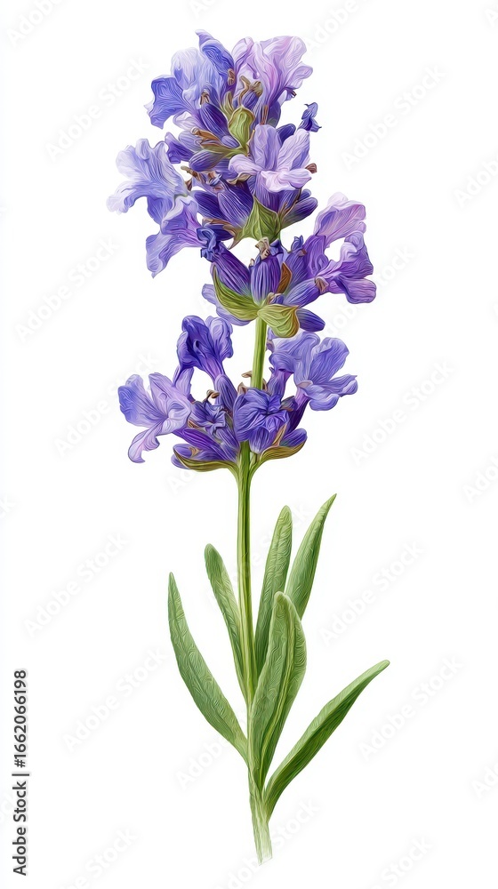Naklejka premium Isolated Lavender Flower Blossom Illustrating Health & Beauty Use on Plain Background