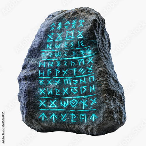 Glowing Rune-Inscribed Stone Mystical Artifact