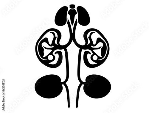 Adrenal gland icon silhouette sitting atop kidneys