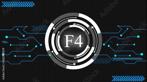 Wallpaper Mural Glowing Technology Circle Ring With Digital Light Effects, Surrounding An F4-Style Computer Icon. The Circular Ring Emits Neon Energy Patterns, Symbolizing Speed, Performance, And Advanced Computing. Torontodigital.ca