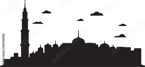 Muscat Skyline Silhouette | Black Vector Design on White Background, Minimal Style