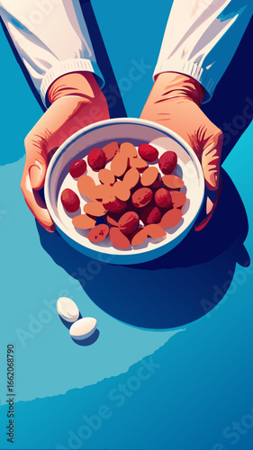 Isolated healthy red and white beans in a bowl with a spoon