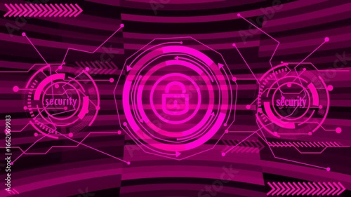 Wallpaper Mural The Futuristic Digital Illustration Showcasing A Cyber Technology Interface. At The Center, The Glowing Is Encircled By Neon Concentric Rings, Resembling A Head Up Display HUD. Torontodigital.ca