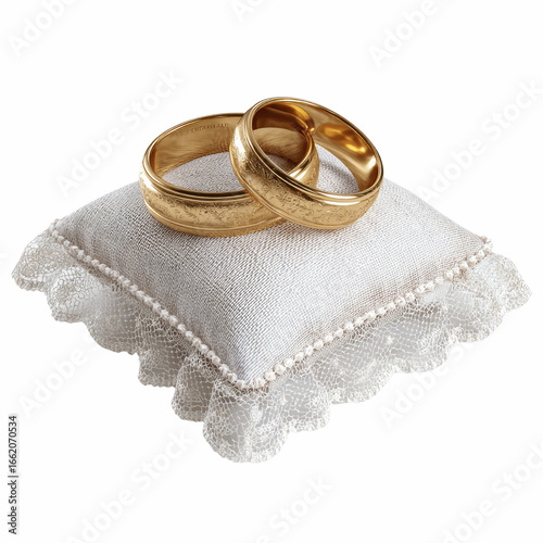 Golden Wedding Rings on a Lace Ring Pillow