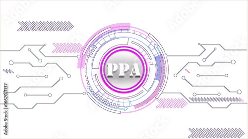 Wallpaper Mural The Futuristic Digital PPA Text Showcasing A Cyber Technology SEO Interface. At The Center, The Glowing SEO Is Encircled By Neon Concentric Rings, Resembling A Head Up Display HUD. Torontodigital.ca