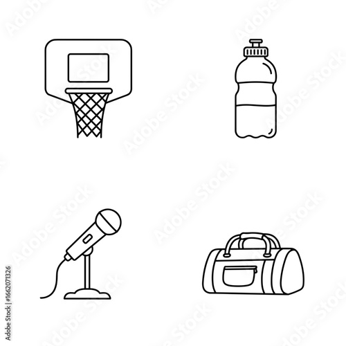 Collection of WNBA-themed icons, including Basketball Net, Water Bottle, Microphone, Basketball Bag