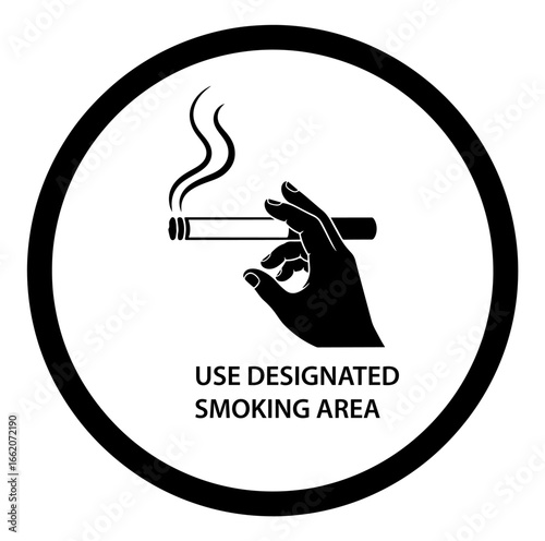 Use designated smoking area sign vector illustration for tobacco and cigarette use policy information